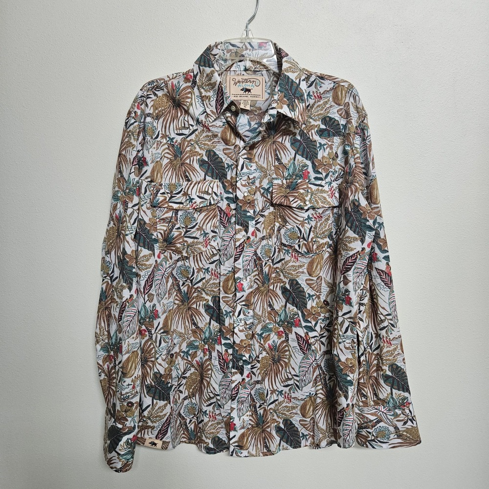 Vtg. Western Aloha Mens XL Long Sleeve Snap Shirt Tropical Hula Western Rodeo